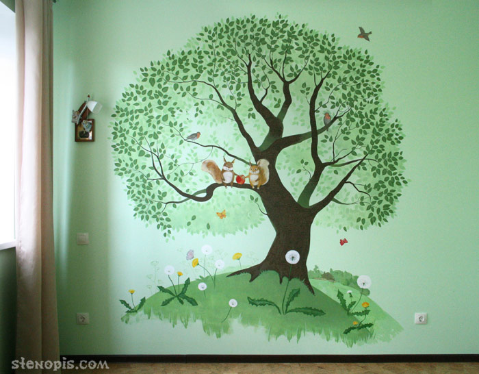 Роспись стены в детской комнате, СПб