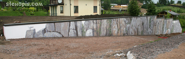 Роспись стены в Ленинградской области