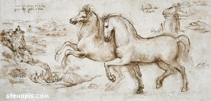 Второй эскиз росписи с графикой Леонардо да Винчи